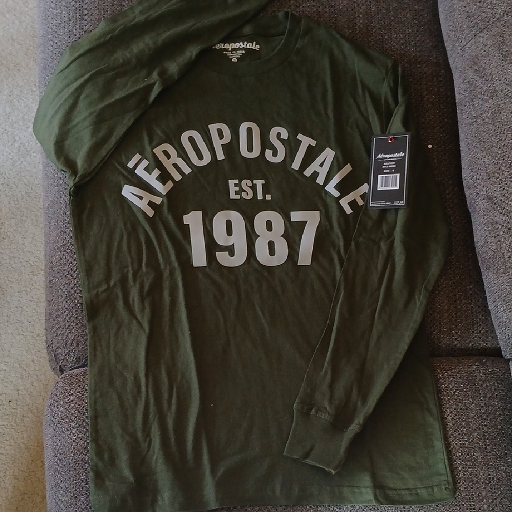 Aeropostale Men's Green Long Sleeve Shirt
